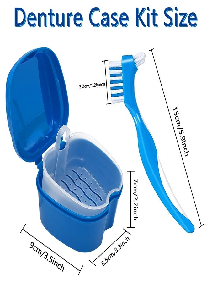 Geodurn Denture Cleaner Box and Brush Set - 2 Pack Denture Bath Case with Basket + 2 Pack Denture Brushes, Portable Denture Retainer Storage Box, False Teeth Brushes for Oral Care - Image 2